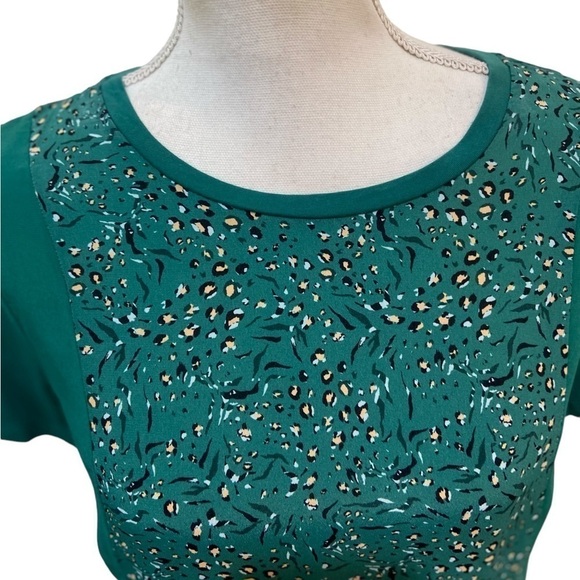 Kachel x Anthropologie green mixed fabric floral scarf top silk modal cotton 8 - Picture 4 of 10